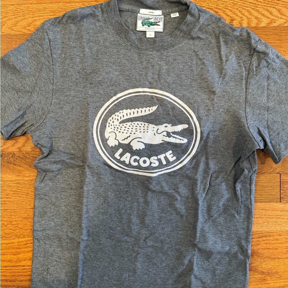 Lacoste Classic Gray Tee with Green Logo (Unisex)